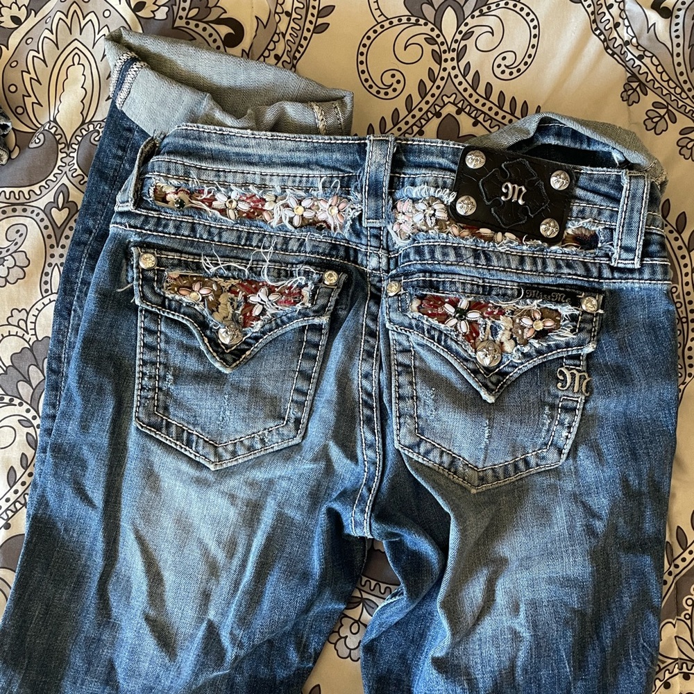 Maroon beaded detailed women's Miss Me's.